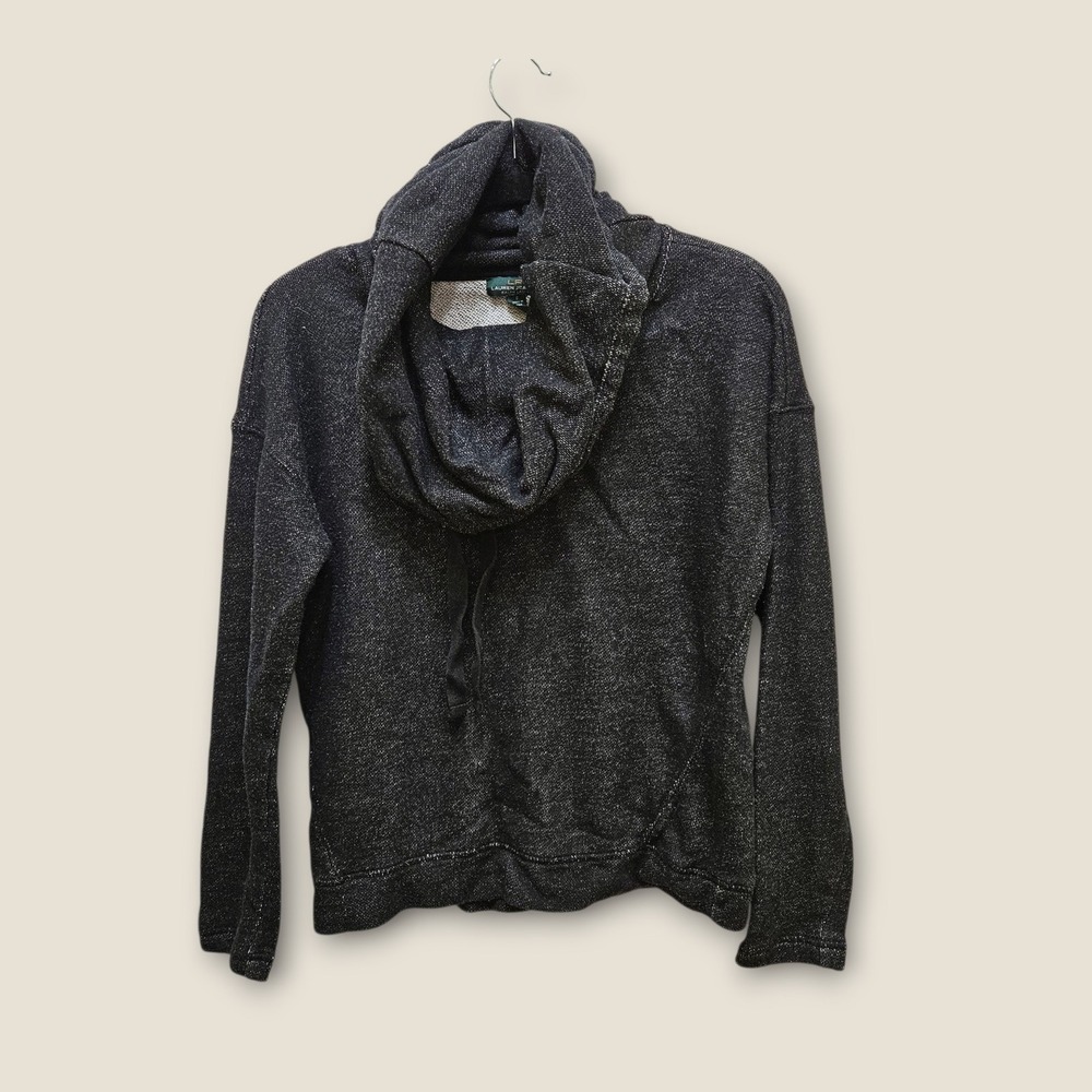 Lauren Jeans Co. Ralph Lauren Cowl Neck Terry Sweatshirt Heathered Gray Women'sS
